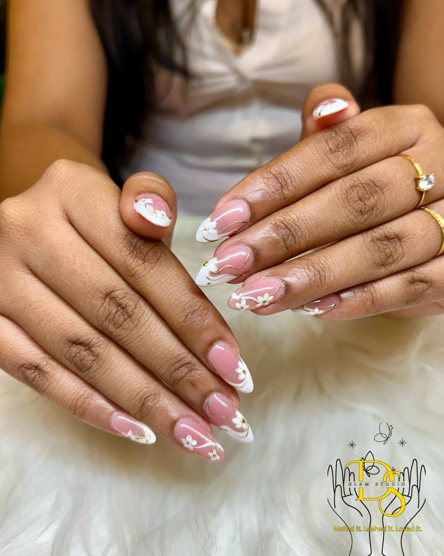 Soft nude almond nails