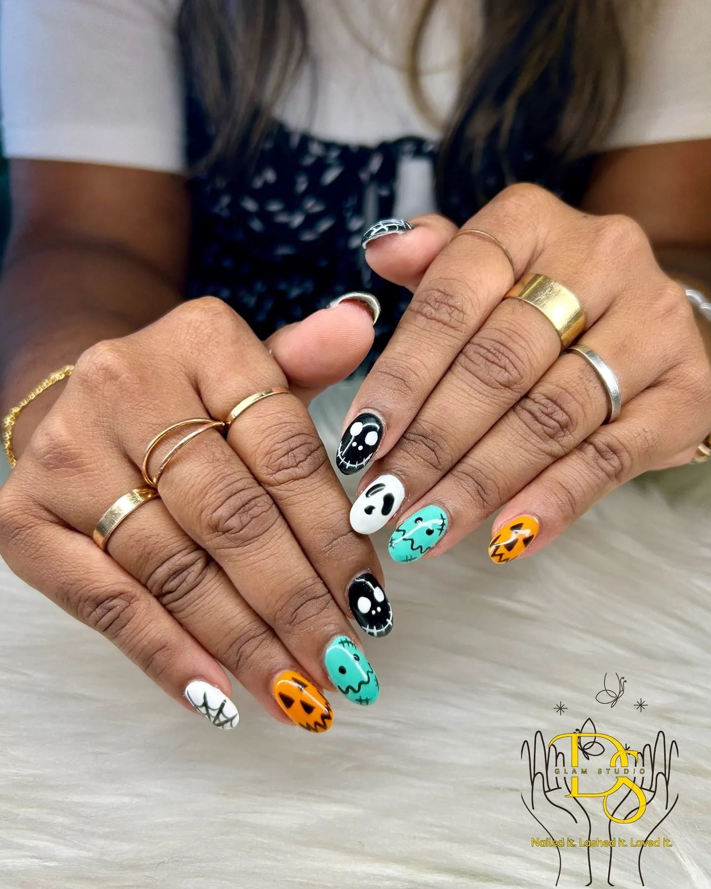 Playful cartoon nail art