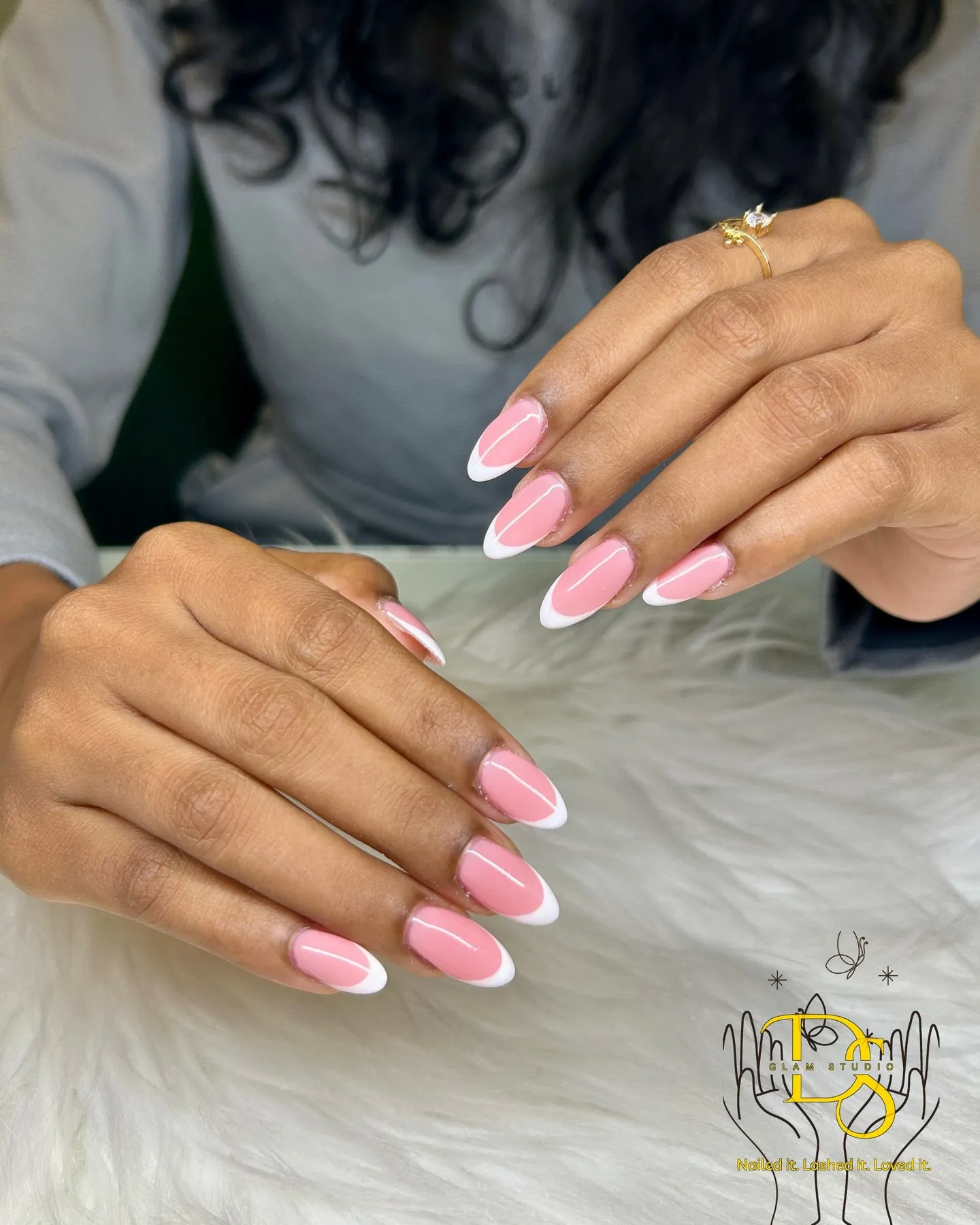 Baby pink almond nails