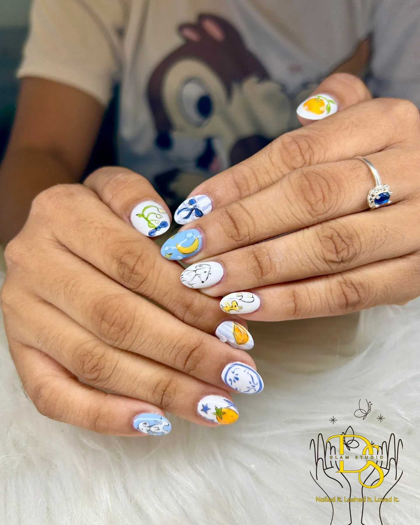 Pastel cartoon nail art