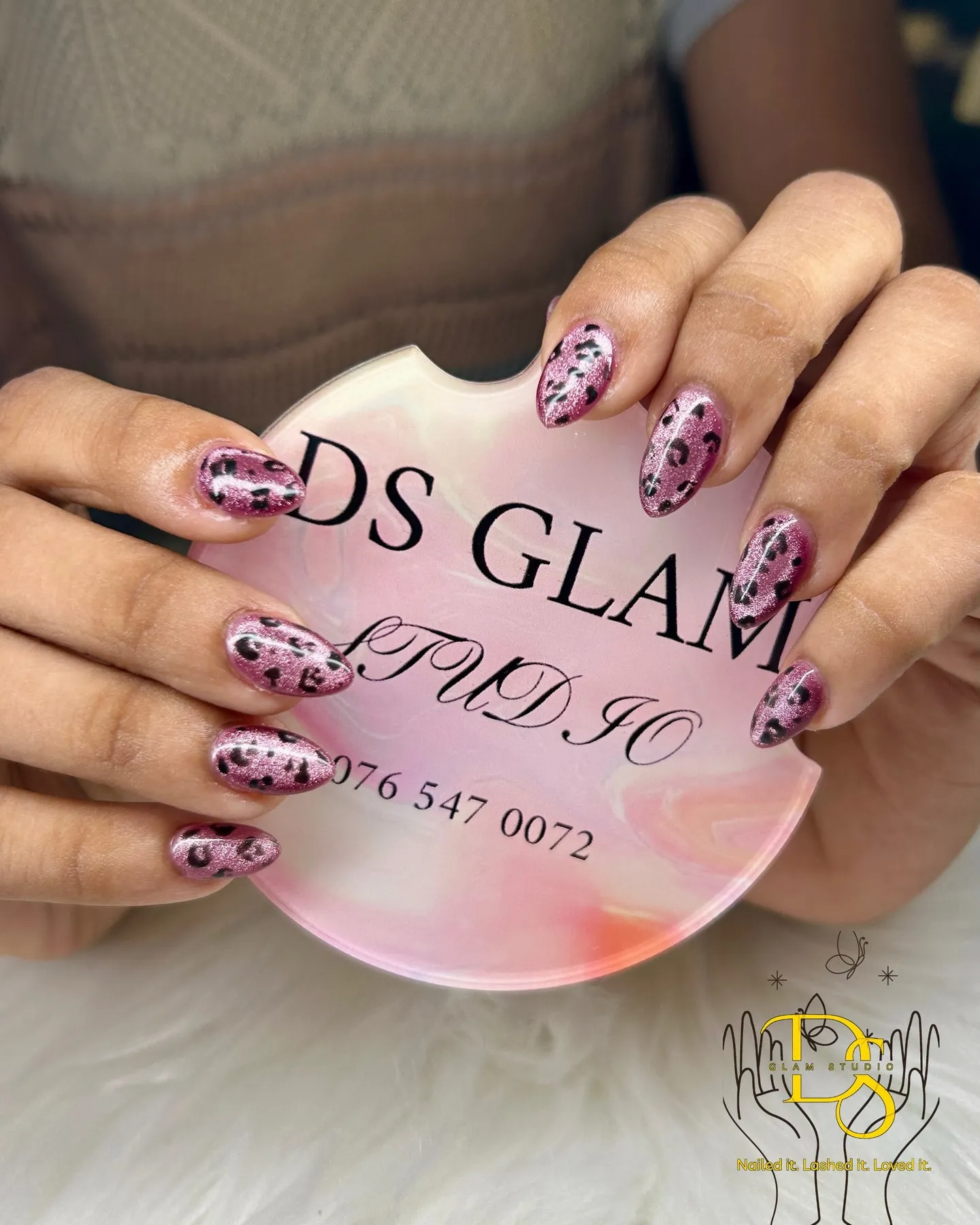 Glitter and foil nails with the studio card