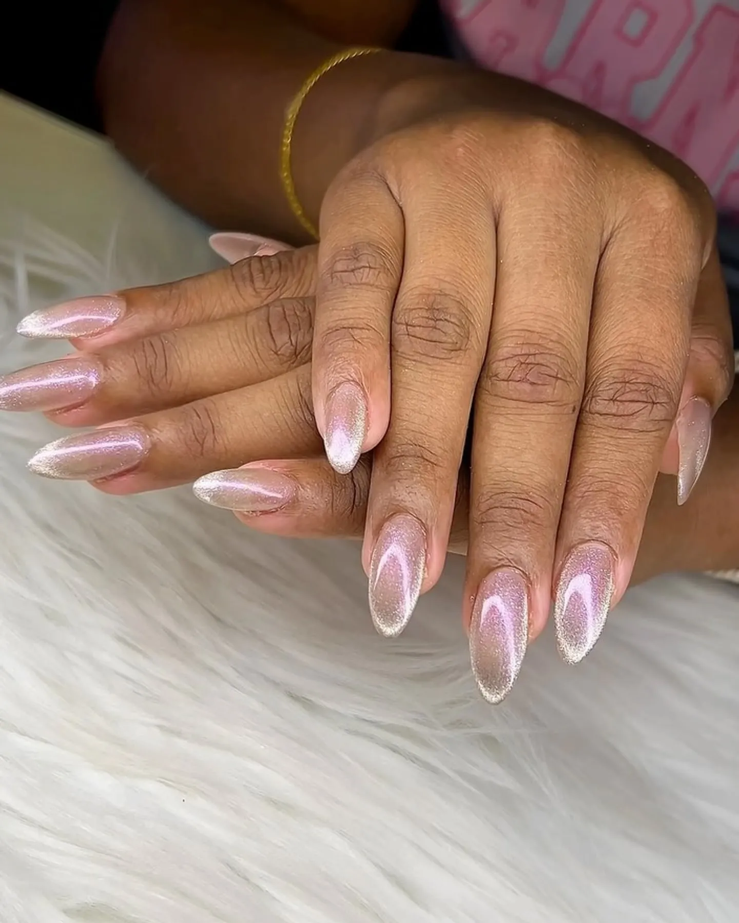 Milky nude almond nails