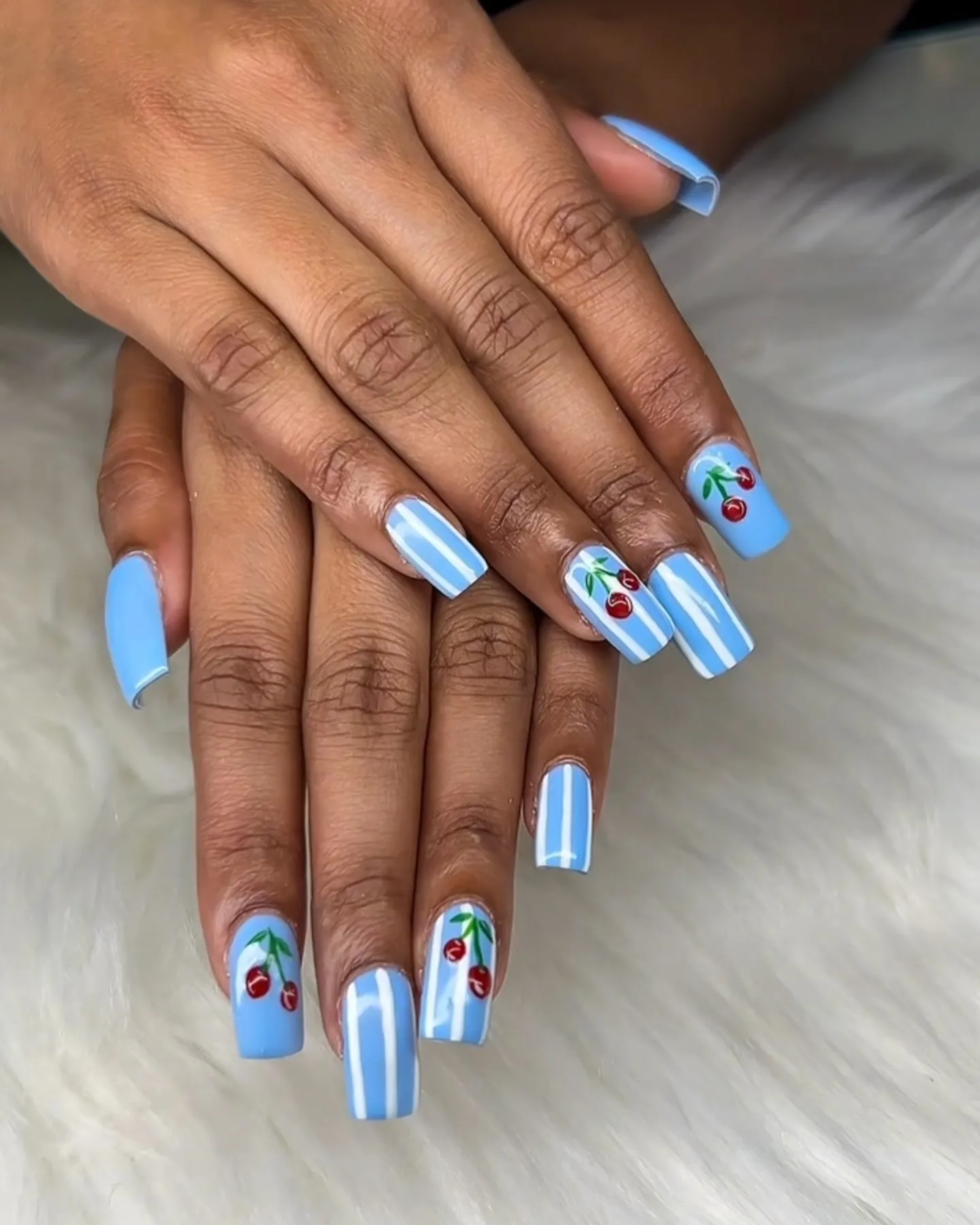 Baby blue nail art