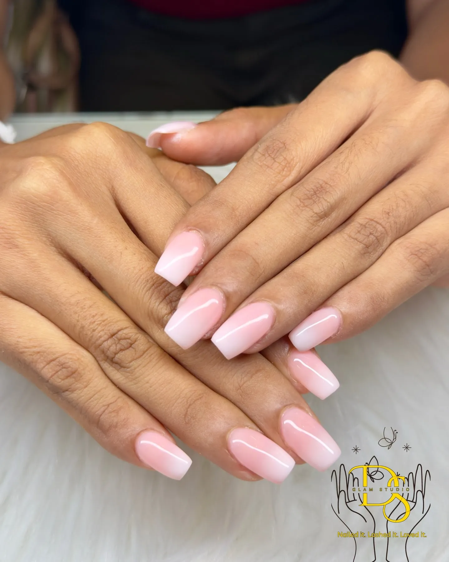 Soft pink square nails
